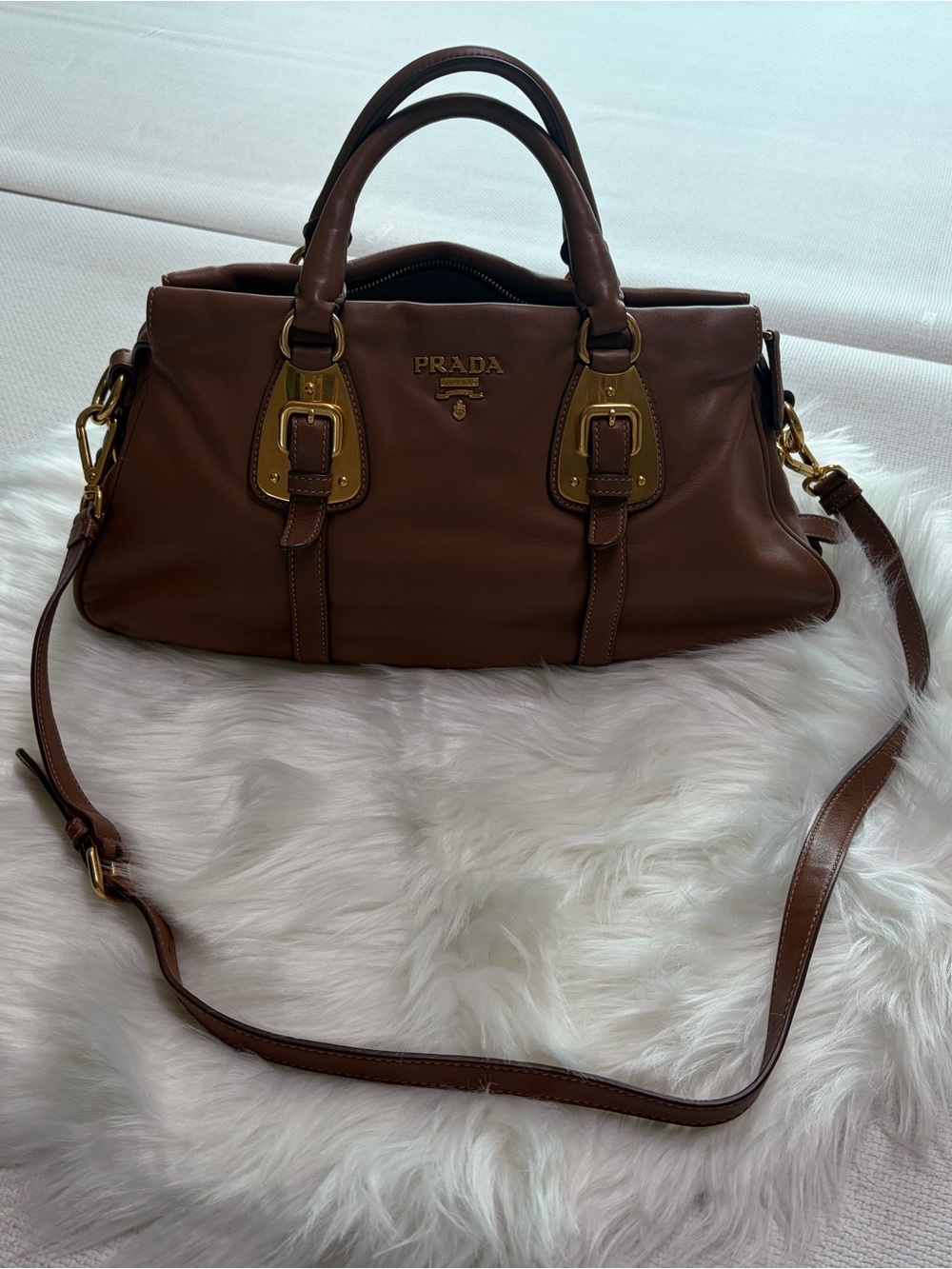Prada Brown Leather Tote Bag with Adjustable Strap - Picture 9 of 11